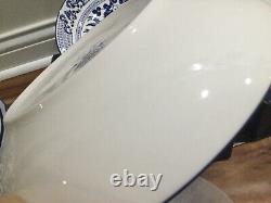 8 pc Eaton Fine Dine English Willow Blue White Pasta Bowl 9 +dinner plate 10.5