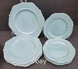 8 pc Threshold Wellsbridge Aqua Blue Dinner Salad Dessert Plates SET EXC