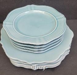 8 pc Threshold Wellsbridge Aqua Blue Dinner Salad Dessert Plates SET EXC
