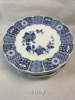 9 Blue Imari Lipper & Mann 10.5 Dinner Plate Scalloped blue & white Japan