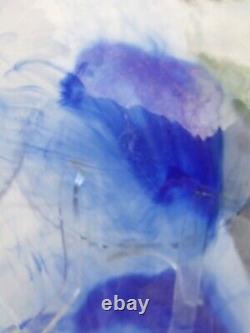 9 Bormioli Rocco Murano Cobalt Blue Swirl Clear Glass 11 Dinner Plates FREE SH
