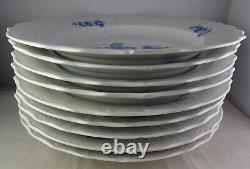 9 Royal Copenhagen Blue Flowers Curved #1621 Dinner Plates 2nd Quality withChips