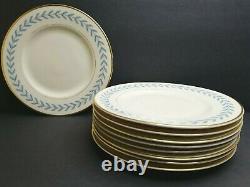 9 Syracuse China Sherwood Old Ivory Blue Laurel Dinner Plates Set Vintage Dishes
