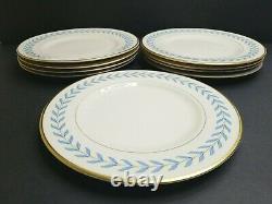 9 Syracuse China Sherwood Old Ivory Blue Laurel Dinner Plates Set Vintage Dishes