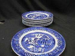 9 lot of Antique Blue Willow Burslem 9 1/4 Dinner Plate Made in England Nice