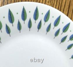 ALLEGRO Set of 6 Dinner Plates 10.5 Harmony House Japan Deco Blue Green Feather