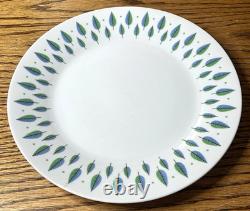 ALLEGRO Set of 6 Dinner Plates 10.5 Harmony House Japan Deco Blue Green Feather