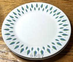 ALLEGRO Set of 6 Dinner Plates 10.5 Harmony House Japan Deco Blue Green Feather
