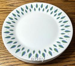 ALLEGRO Set of 6 Dinner Plates 10.5 Harmony House Japan Deco Blue Green Feather