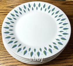 ALLEGRO Set of 6 Dinner Plates 10.5 Harmony House Japan Deco Blue Green Feather