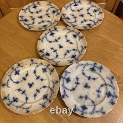 ANTIQUE J&G MEAKIN Flow Blue HAGUE Pattern 10 Dinner Plate HEAVY USE/DISTRESS