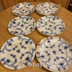 ANTIQUE J&G MEAKIN Flow Blue HAGUE Pattern 10 Dinner Plate HEAVY USE/DISTRESS