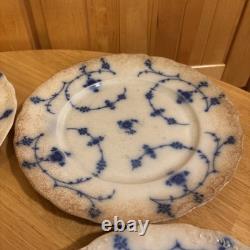ANTIQUE J&G MEAKIN Flow Blue HAGUE Pattern 10 Dinner Plate HEAVY USE/DISTRESS
