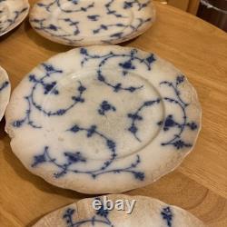ANTIQUE J&G MEAKIN Flow Blue HAGUE Pattern 10 Dinner Plate HEAVY USE/DISTRESS
