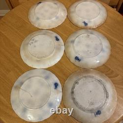 ANTIQUE J&G MEAKIN Flow Blue HAGUE Pattern 10 Dinner Plate HEAVY USE/DISTRESS