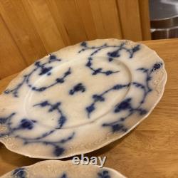 ANTIQUE J&G MEAKIN Flow Blue HAGUE Pattern 10 Dinner Plate HEAVY USE/DISTRESS