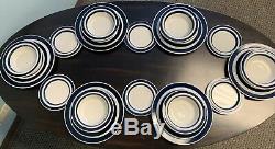 ARABIA FINLAND BLUE ANEMONE POTTERY 6 Sets of Dinner Plates and Bowls