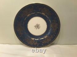 A Pair of Minton Gold and Blue Dinner Plate 10 3/8