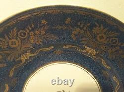 A Pair of Minton Gold and Blue Dinner Plate 10 3/8