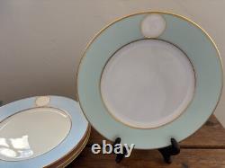 A. RAYNAUD & C° Limoges France MÉDAILLON Pink Blue Gold Rim Dinner Plates Set