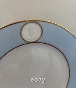 A. RAYNAUD & C° Limoges France MÉDAILLON Pink Blue Gold Rim Dinner Plates Set