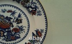 A Rare Wedgwood Bullfinch Flow Blue Polychrome Dinner Plate