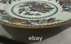 A Rare Wedgwood Bullfinch Flow Blue Polychrome Dinner Plate