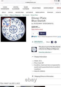 A Set Of Four Blue Danish Ridgway 10 Dinner Plates