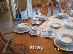 Acsons Diamond Porcelain Vtg China Scroll Pink Floral Pattern 48 Piece Grouping