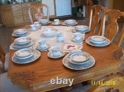 Acsons Diamond Porcelain Vtg China Scroll Pink Floral Pattern 48 Piece Grouping