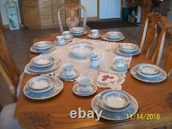 Acsons Diamond Porcelain Vtg China Scroll Pink Floral Pattern 48 Piece Grouping