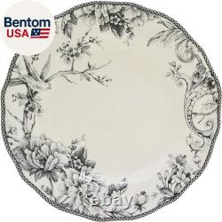 Adelaide 16-Piece Casual Grey Porcelain Dinnerware Set Service for 4, Classic