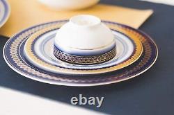 Admiralty 6 Pcs Dinner Plate Set 27.4 cm Navy Blue Dinner Set Plates Round China