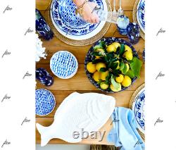 Aerin Williams Sonoma Fish Platter Serving Plate Sea Blue Dinner Seafood Scallop