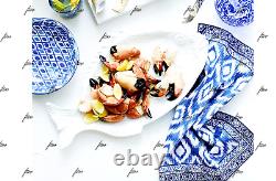 Aerin Williams Sonoma Fish Platter Serving Plate Sea Blue Dinner Seafood Scallop