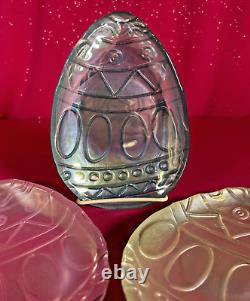 Akcam Turkish Glass Multicolor Iridescent Easter Egg Appetizer Plates Set of 18
