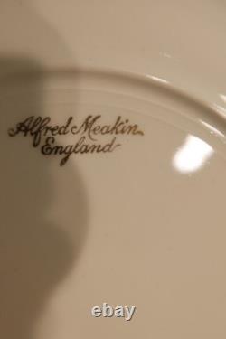 Alfred Meakin England Blea De Rai Gold Scrolls On Cobalt Blue 11 Dinner Plates