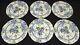 Alfred Meakin Medway Blue Decor Multicolor Set of 6 Dinner Plates 9 3/4 -Spot