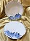 Anthropologie GINNY 11 Dinner Plates NWT 2pc HANDMADE Beaded Border Blue Blooms