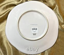 Anthropologie GINNY 11 Dinner Plates NWT 2pc HANDMADE Beaded Border Blue Blooms