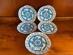 Anthropologie GLORIOSA Set of 5 Salad Plates Blue White Color