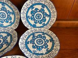 Anthropologie GLORIOSA Set of 5 Salad Plates Blue White Color