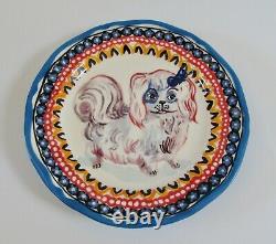 Anthropologie Nathalie Lete Pottery Peckingese Dog Francophile Dinner Plate