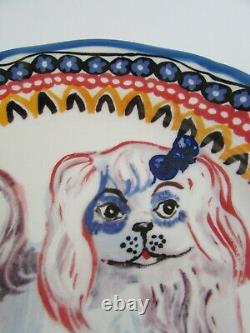 Anthropologie Nathalie Lete Pottery Peckingese Dog Francophile Dinner Plate