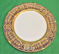 Antiq AYNSLEY England Cobalt Blue Rim Gold Filigree 10 1/4d Dinner Plate #5646