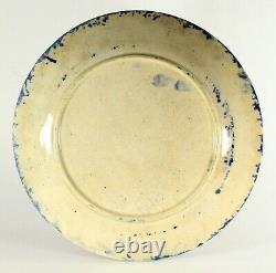 ^ Antique 1800's Blue & White Spongeware Spatterware Ironstone Dinner Plate 10