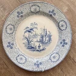 Antique 1812-1833 J. Wedgewood Light Blue Transfer Ironstone Dinner Plate 9.5