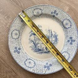 Antique 1812-1833 J. Wedgewood Light Blue Transfer Ironstone Dinner Plate 9.5