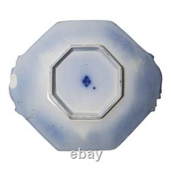 Antique 1848 English Flow Blue Scinde Plates with Gilt Handles