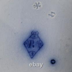 Antique 1848 English Flow Blue Scinde Plates with Gilt Handles